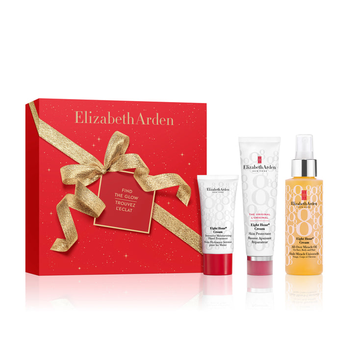 Coffret Trouvez l'Eclat, Eight Hour® Cream, Baume Réparateur L'Original, Huile Miracle Universelle, Soins Hydratant Intense pour les Mains