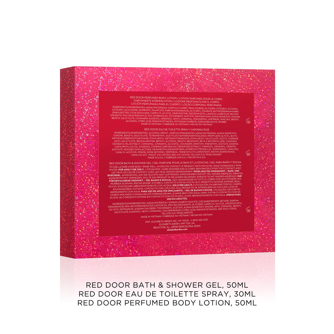 Coffret Trio Red Door Eau de Toilette 30 ml, Gel Douche Parfumé, Lotion Parfumée Corps