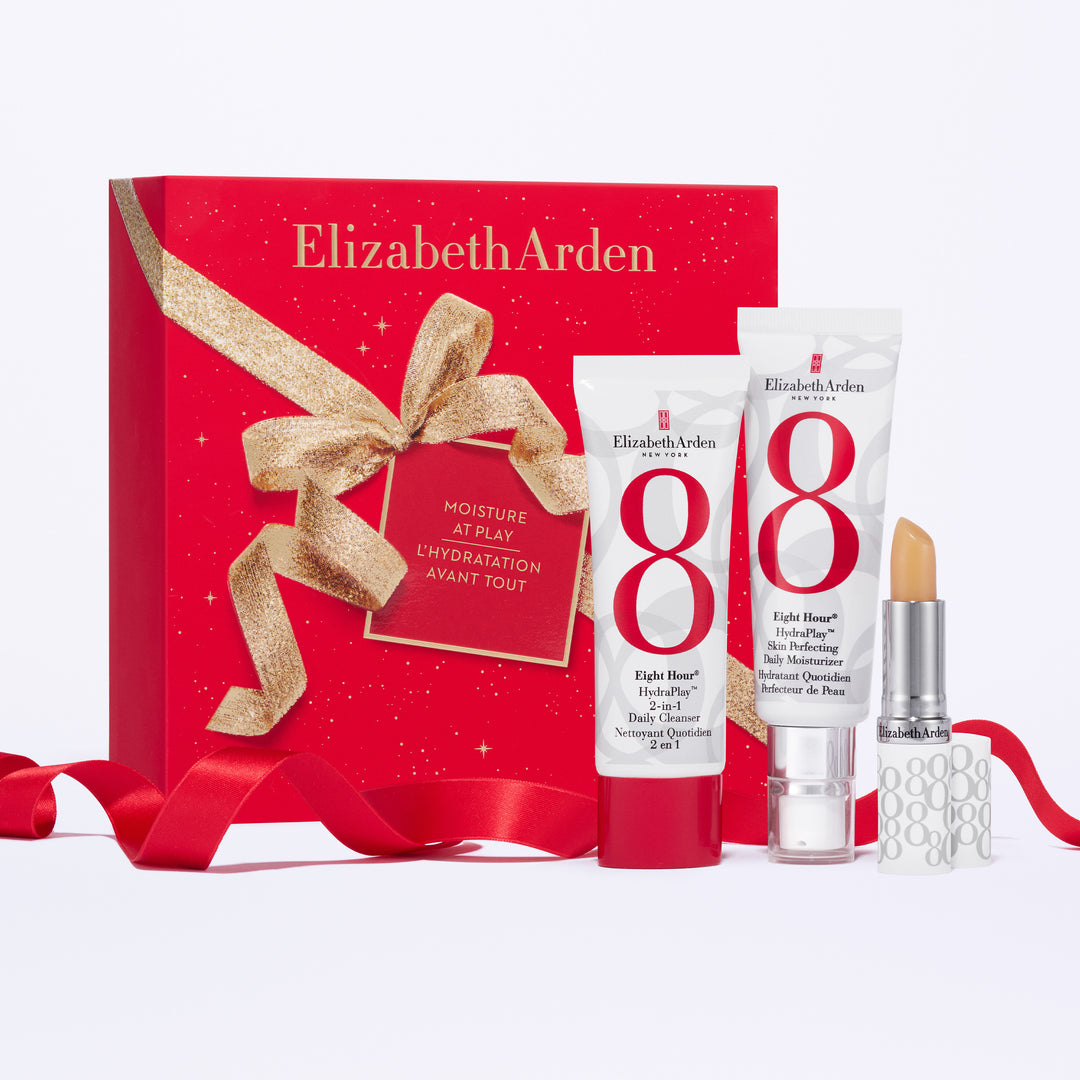 Coffret L'Hydratation Avant Tout, Eight Hour® Hydraplay™ Nettoyant Quotidien 2-en-1, Hydratant Perfecteur de Peau, Baume Protecteur Lèvres SPF 15
