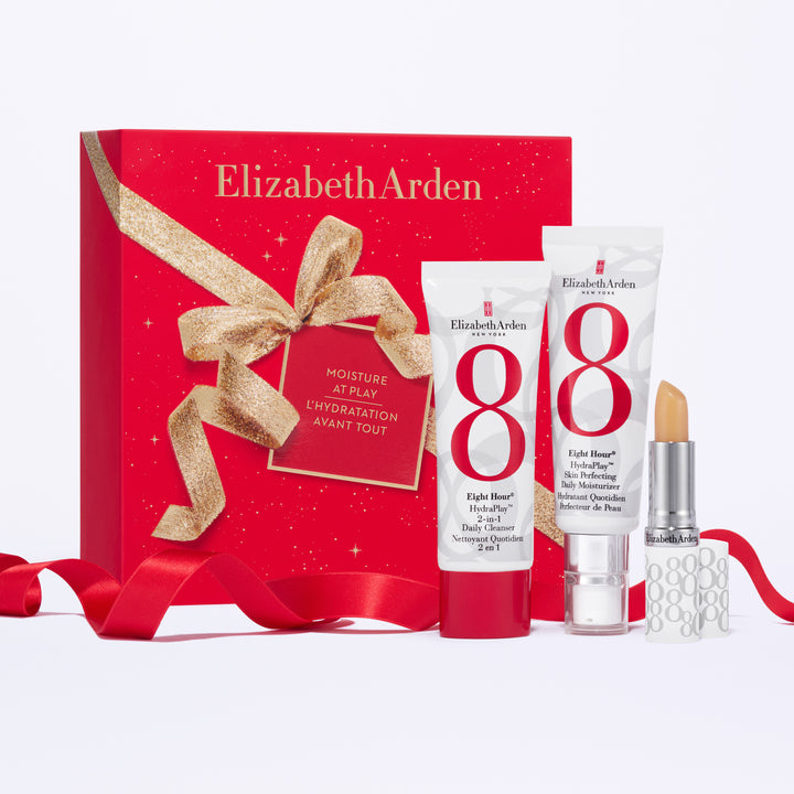 Coffret L'Hydratation Avant Tout, Eight Hour® Hydraplay™ Nettoyant Quotidien 2-en-1, Hydratant Perfecteur de Peau, Baume Protecteur Lèvres SPF 15