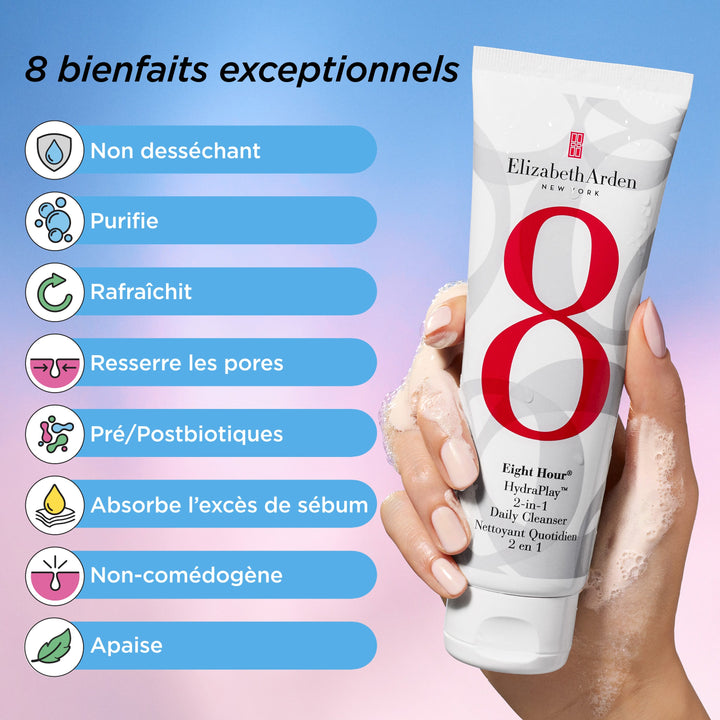 Coffret L'Hydratation Avant Tout, Eight Hour® Hydraplay™ Nettoyant Quotidien 2-en-1, Hydratant Perfecteur de Peau, Baume Protecteur Lèvres SPF 15