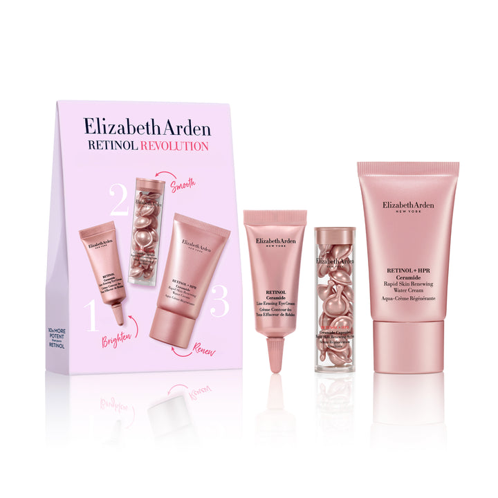 Coffret Trio Retinol Revolution, Ceramide Aqua-Crème Régénérante & Capsules Rétinol + HPR, Contour des Yeux