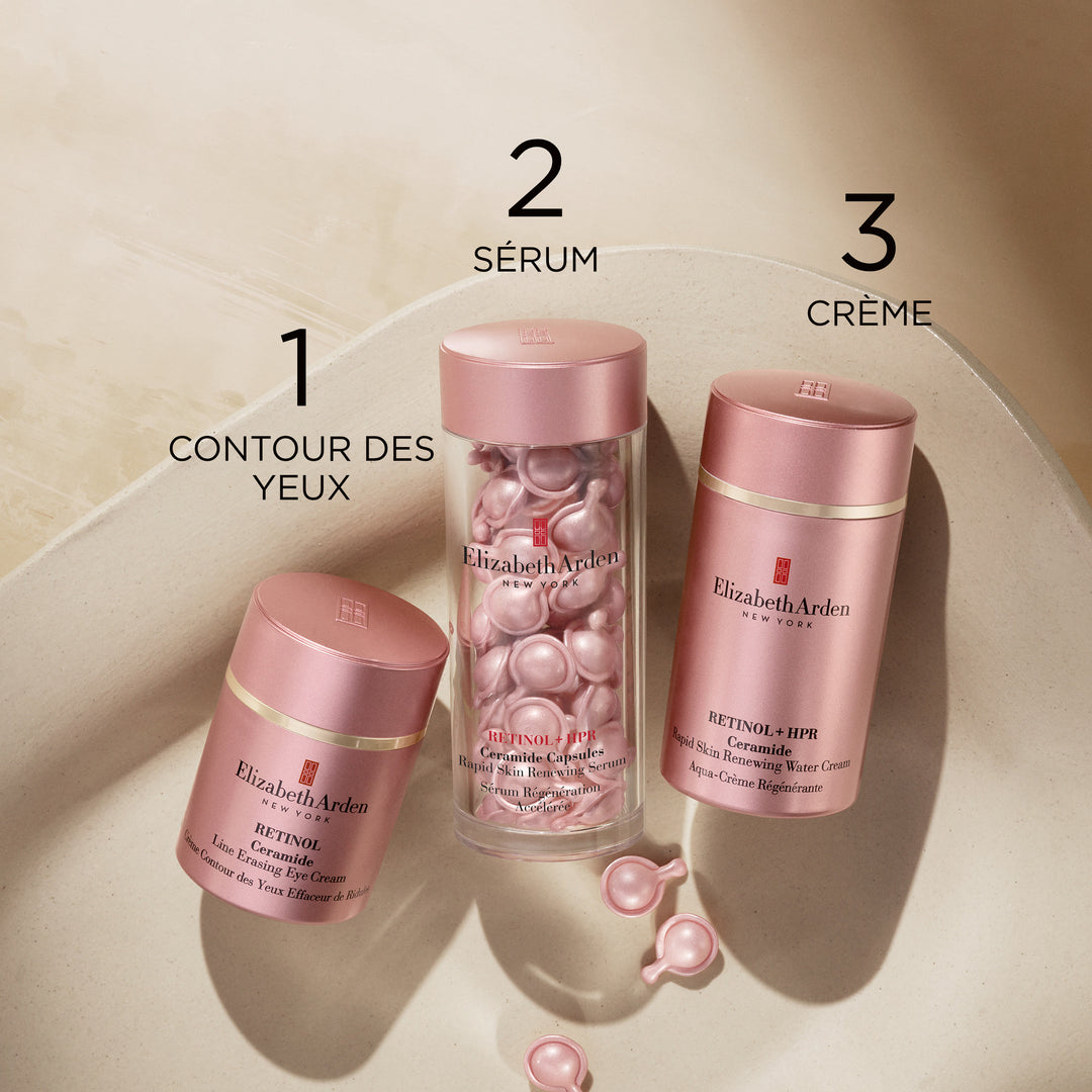 Coffret Trio Rétinol + HPR, Ceramide Aqua-Crème Régénérante, Capsules Sérum Rétinol + HPR et Contour des Yeux Retinol